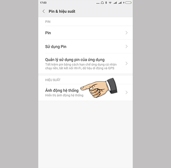 Vào ảnh động hệ thống